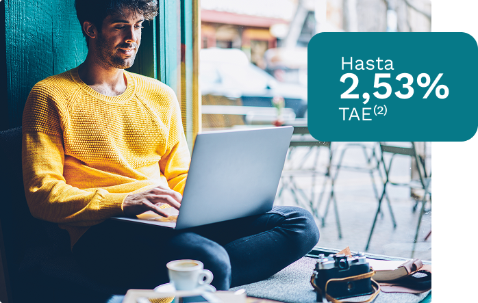 Imagen promocional de la Cuenta Remunerada 360 con el texto: Hasta el 2,53% TAE